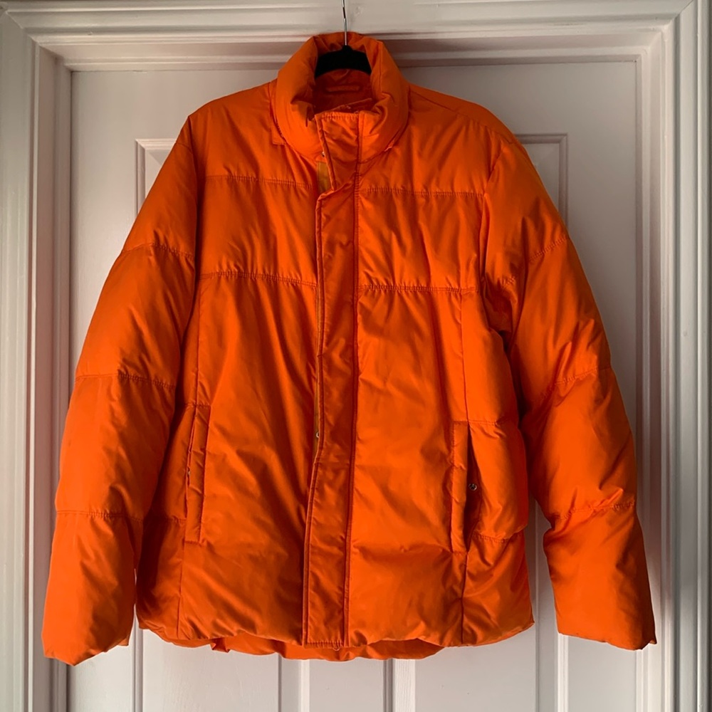Express Mens Down Puffer Orange Jacket